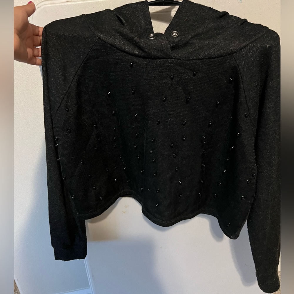 Grey Crop Hoodie
